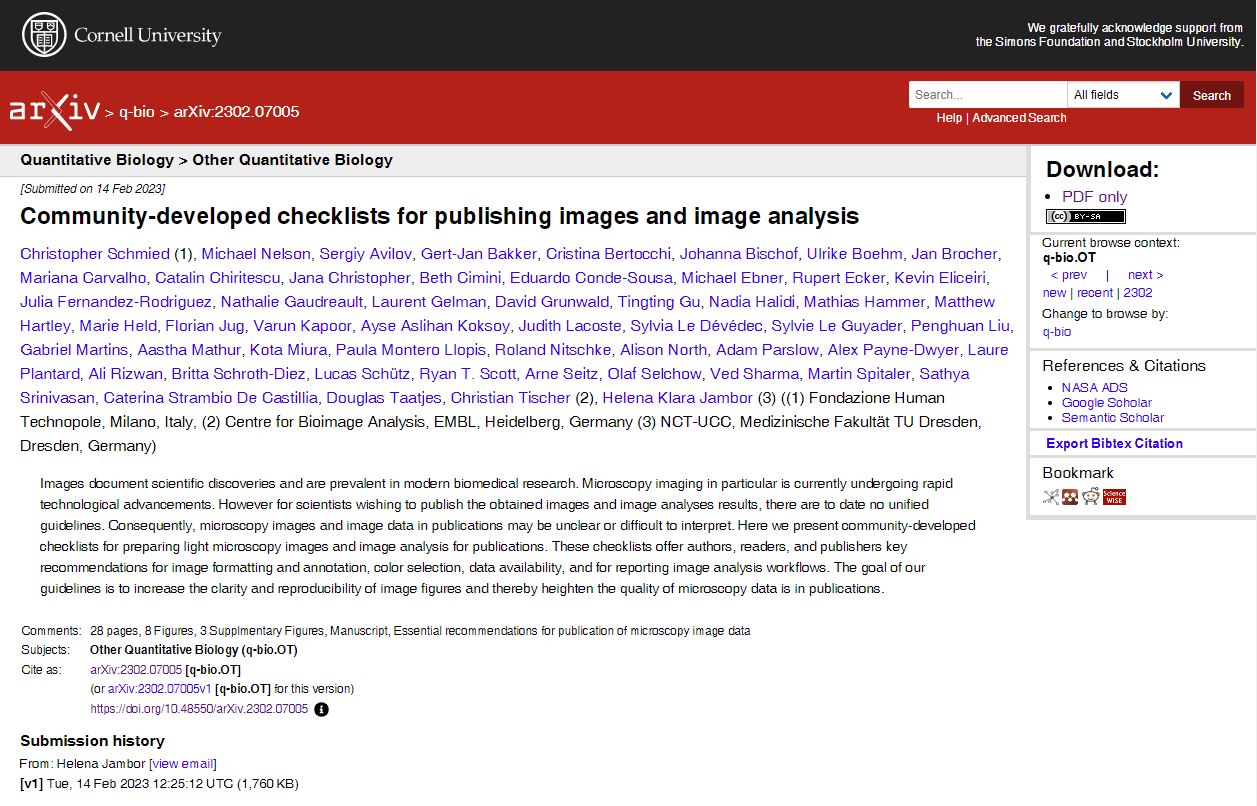 Community-developed checklists for publishing images and image